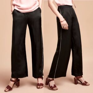 Aritzia Wilfred Baie Black Wide Leg pants  with white stripes in a size 10.